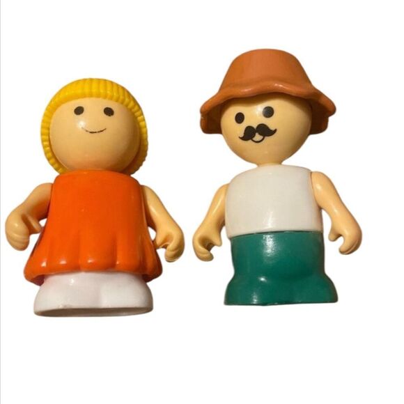 Vintage Fisher Price Little People lil playmates Figures Lot of 2 Poseable Arms - Picture 1 of 5